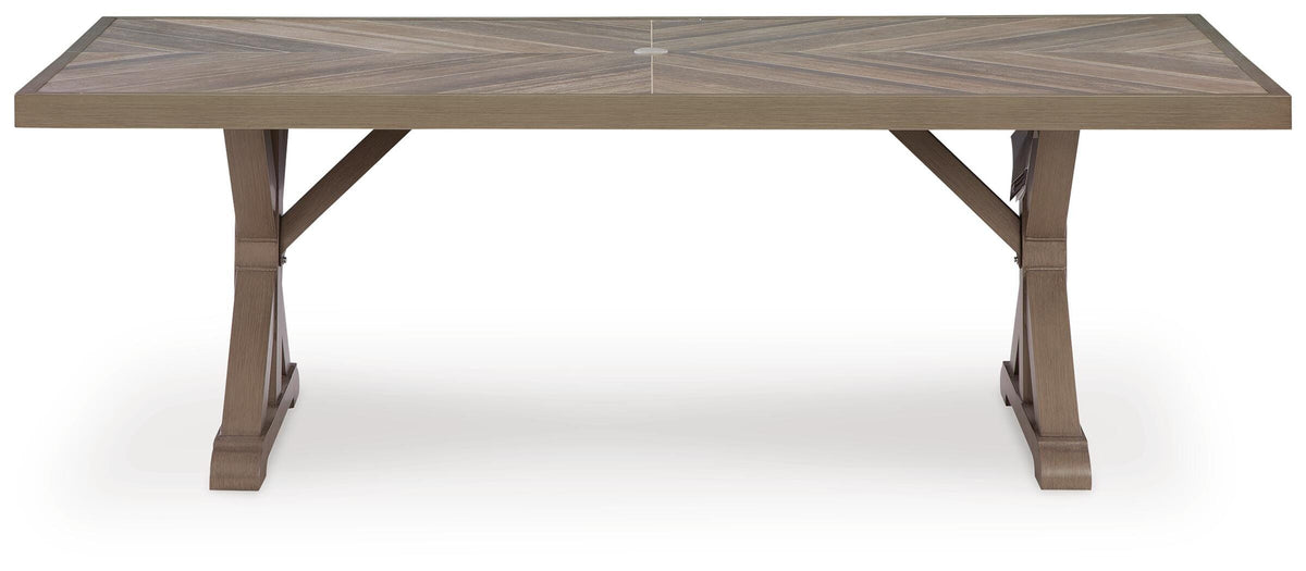 Laguna Heights Outdoor Dining Table in Beige, front view