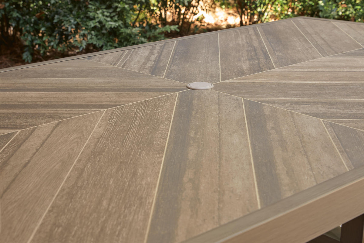 Laguna Heights Outdoor Dining Table in Beige, top view
