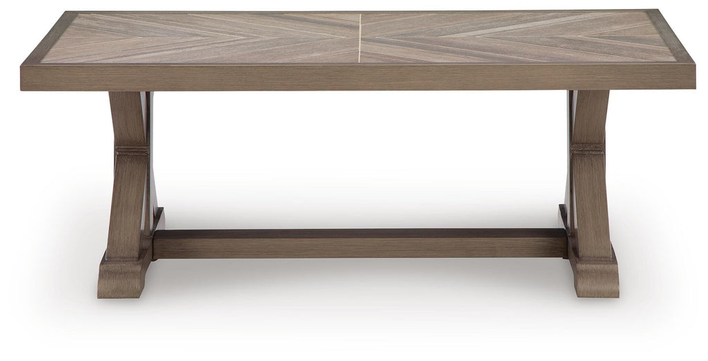 Laguna Heights Outdoor Coffee Table in Beige, front view