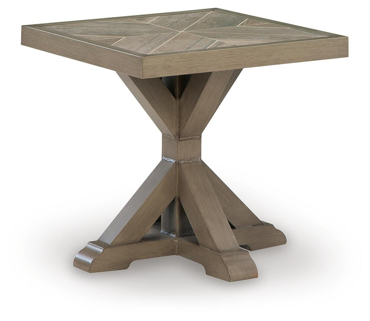 Laguna Heights Outdoor End Table in Beige, angle view