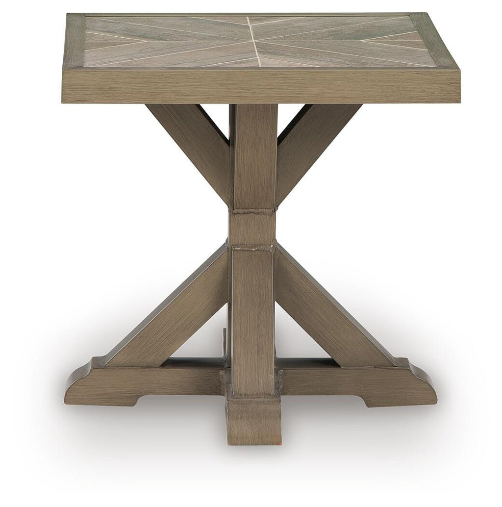 Laguna Heights Outdoor End Table in Beige, front view