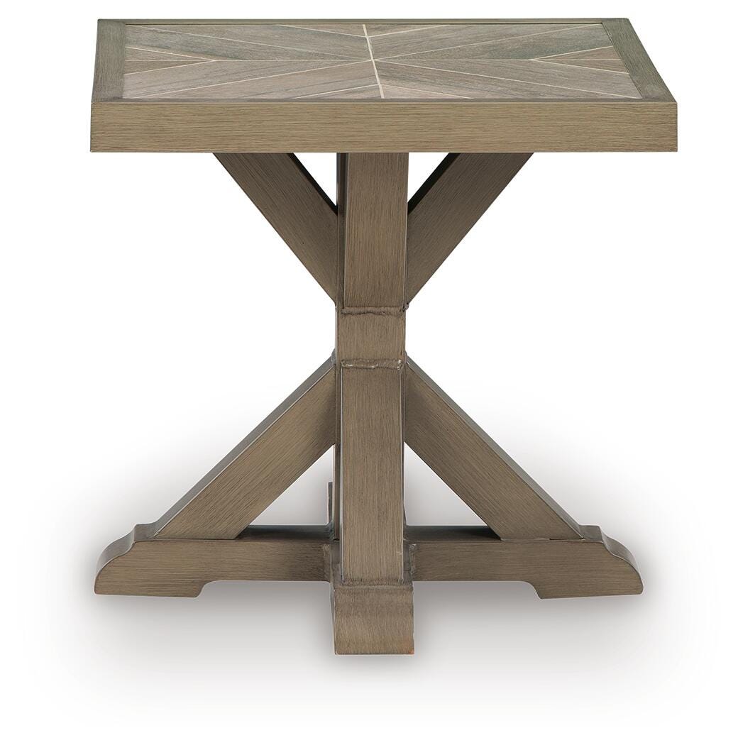 Laguna Heights Outdoor End Table in Beige, front view