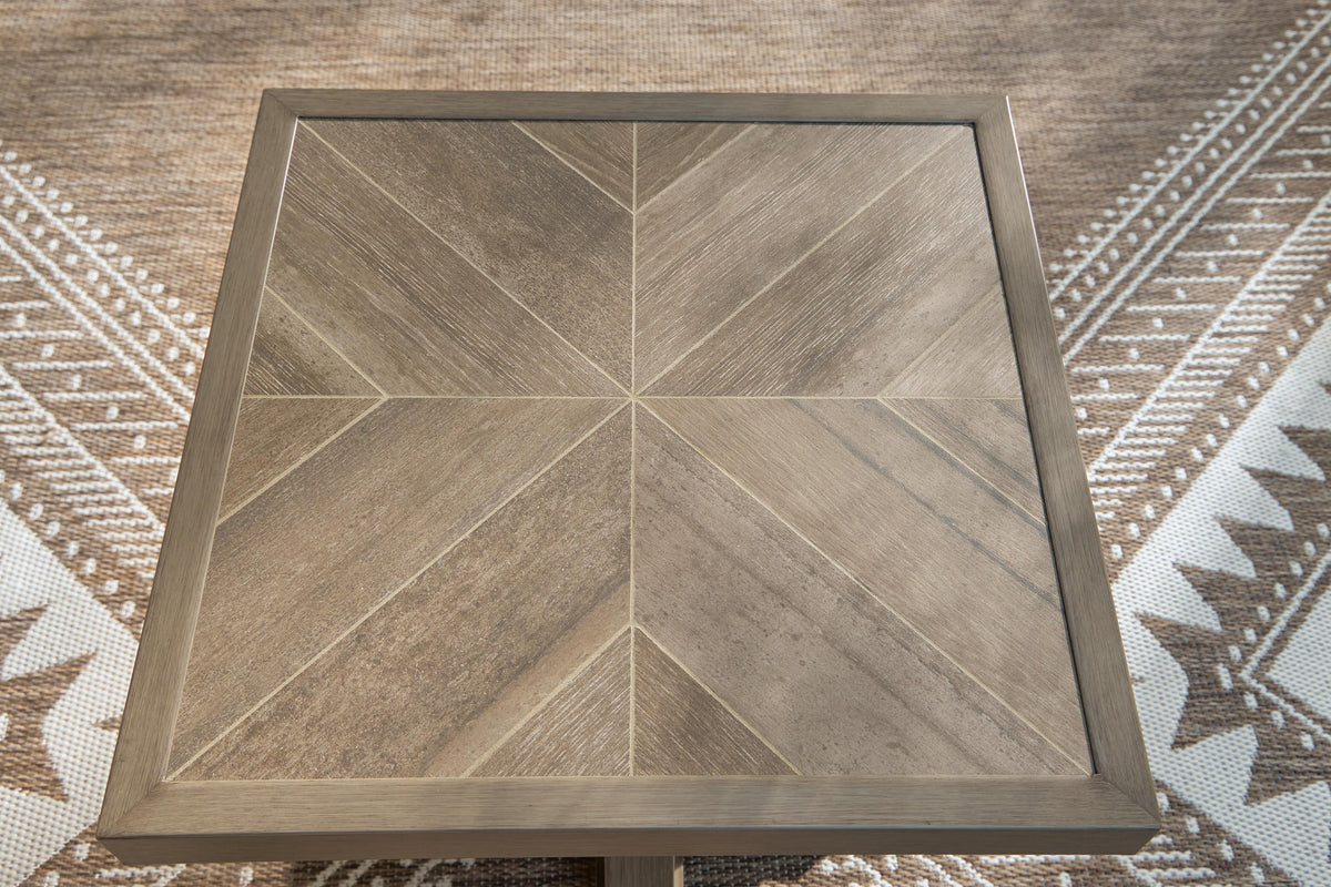 Laguna Heights Outdoor End Table in Beige, top view