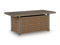 Laguna Heights Outdoor Fire Pit Table in Beige, closed view