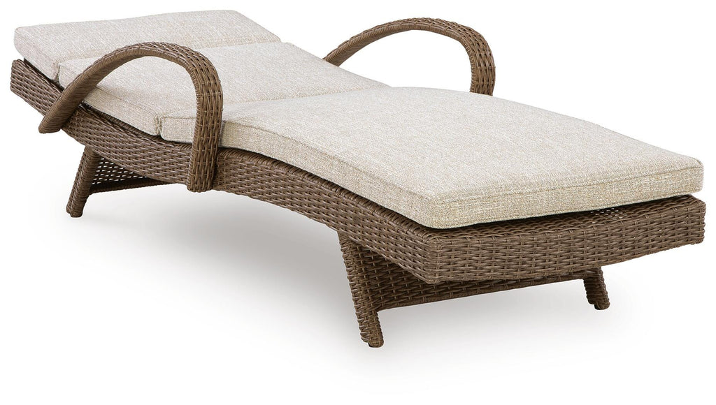 Laguna Heights Chaise Lounge with Cushion in Beige, angle view