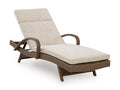 Laguna Heights Chaise Lounge with Cushion in Beige, angle view