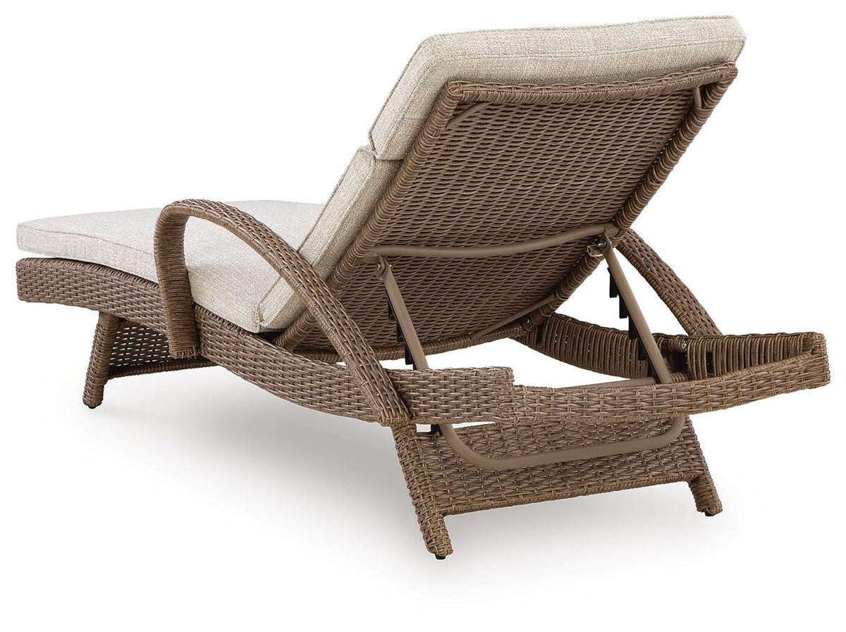 Laguna Heights Chaise Lounge with Cushion in Beige, back view