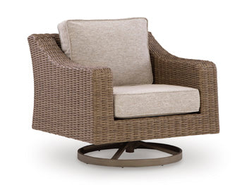 Laguna Heights Swivel Lounge with Cushion in Beige, angle view
