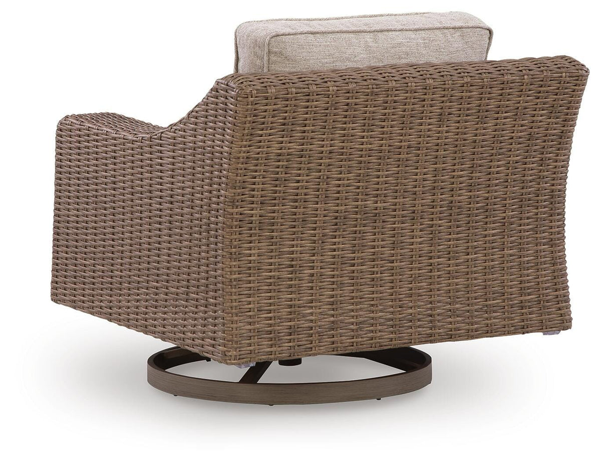 Laguna Heights Swivel Lounge with Cushion in Beige, back view