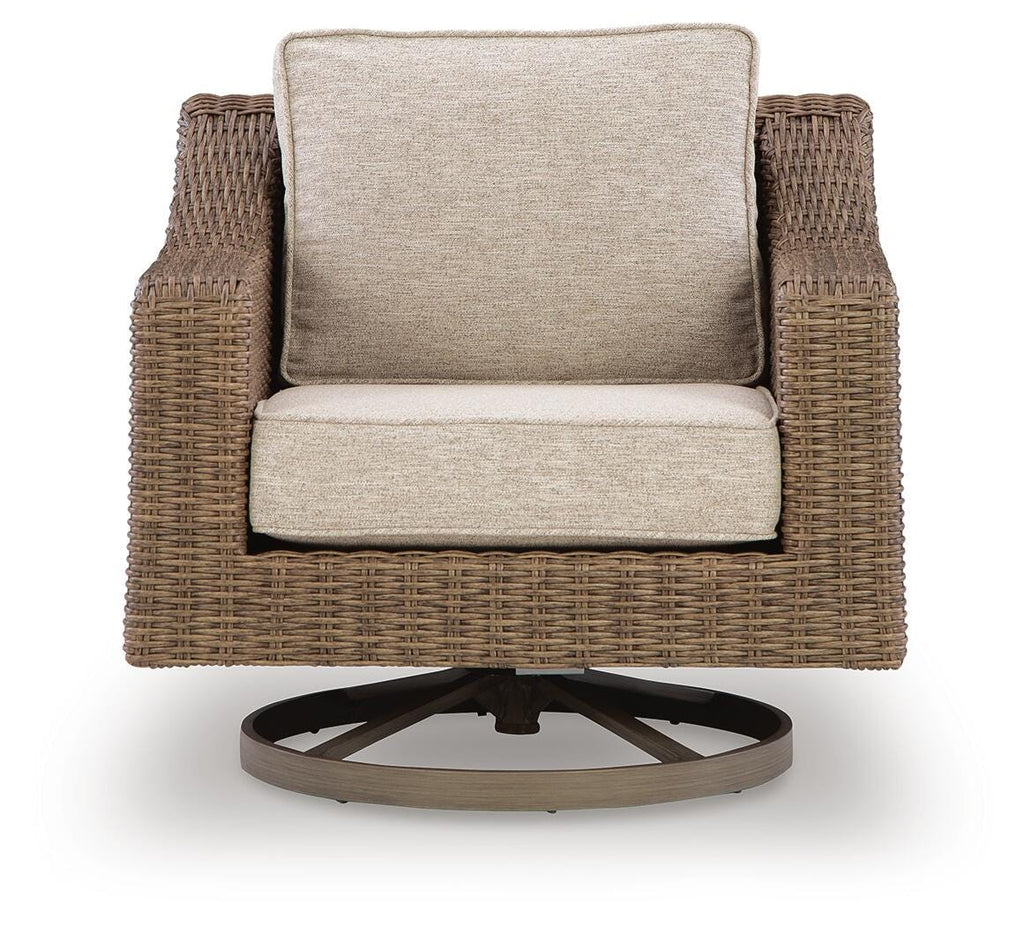 Laguna Heights Swivel Lounge with Cushion in Beige, front view