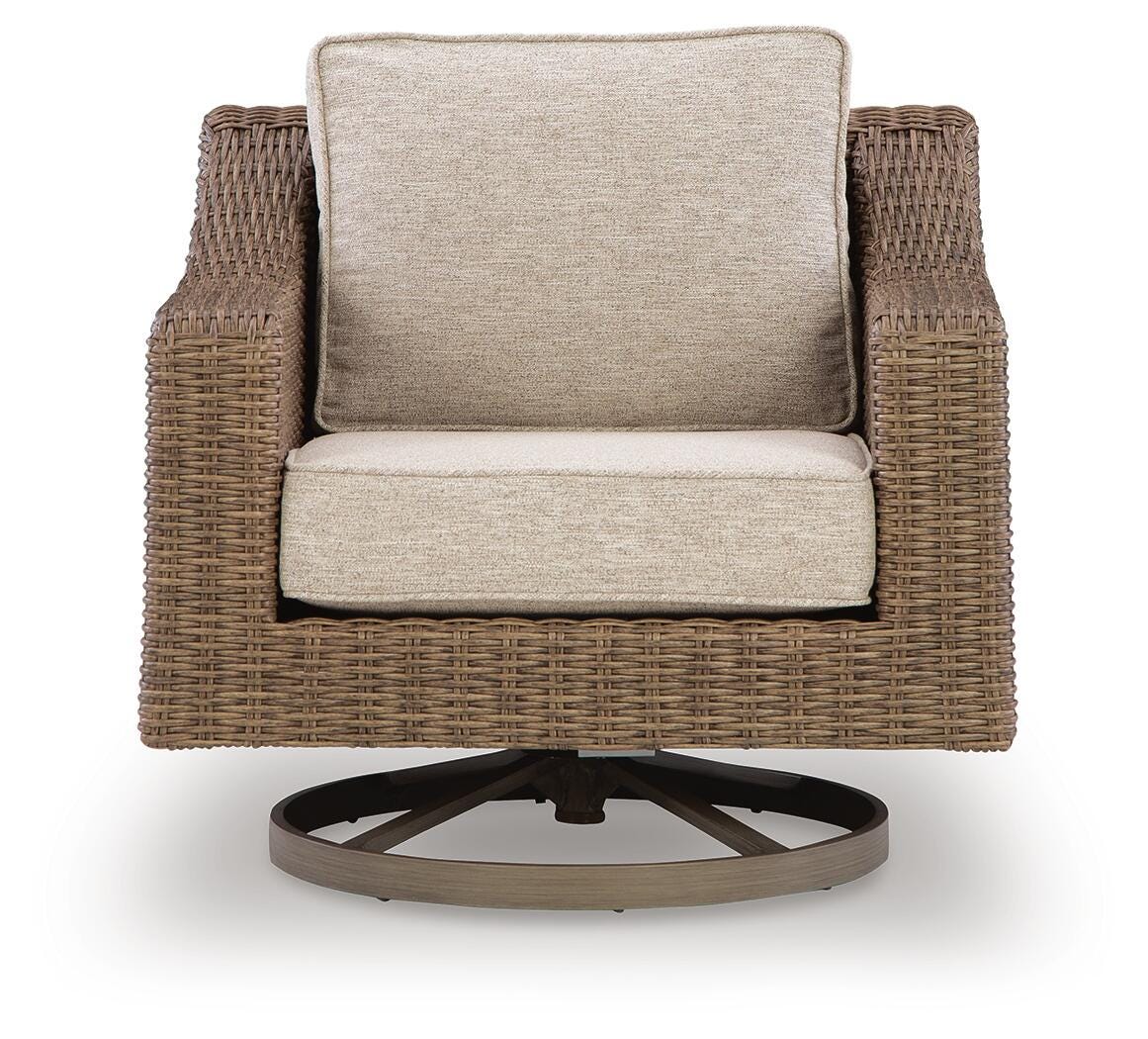 Laguna Heights Swivel Lounge with Cushion in Beige, front view