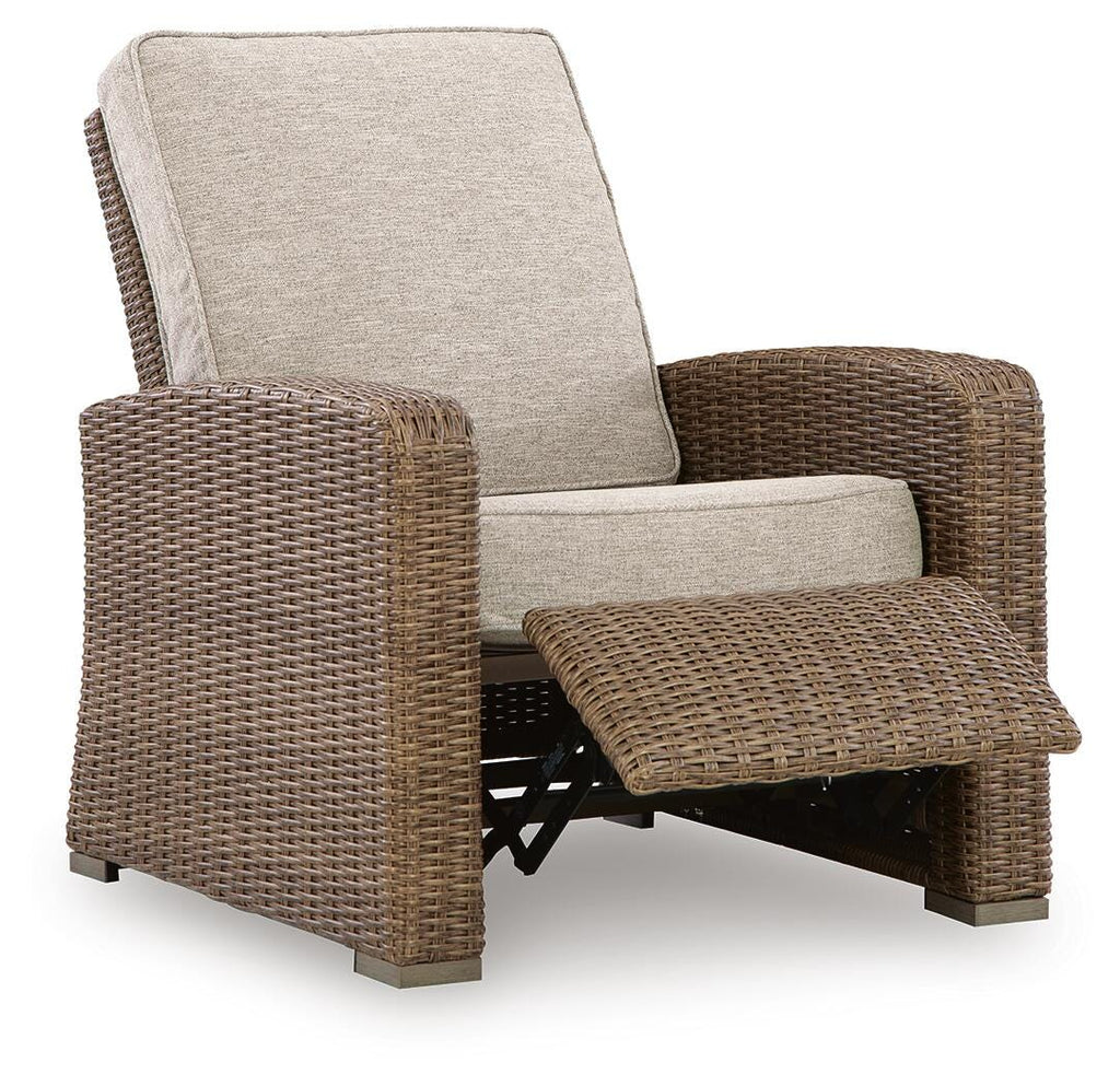 Laguna Heights Outdoor Recliner in Beige, open view