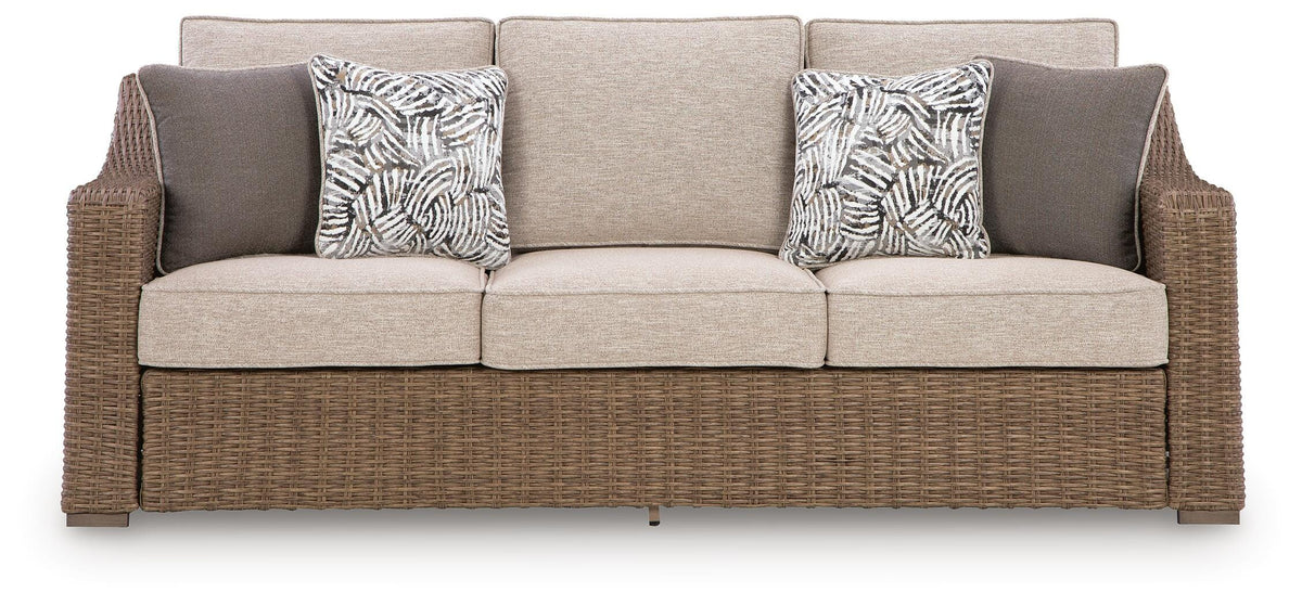 Laguna Heights Outdoor Sofa with Cushion in Beige, front view