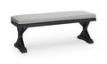 Beachcroft Outdoor Bench with Cushion in Black/Light Gray, angle view