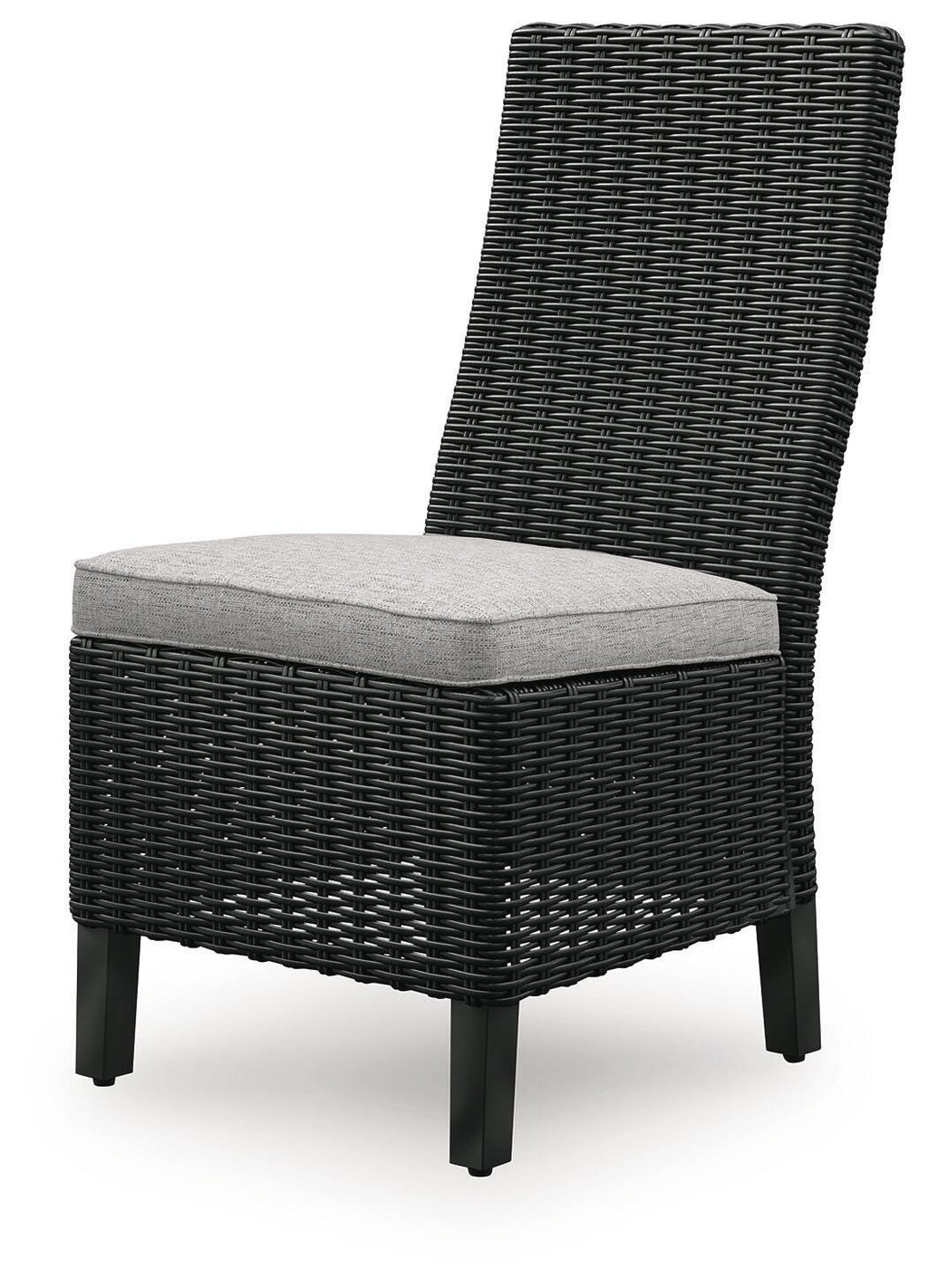 Beachcroft Outdoor Side Chair with Cushion (Set of 2) in Black/Light Gray, angle view