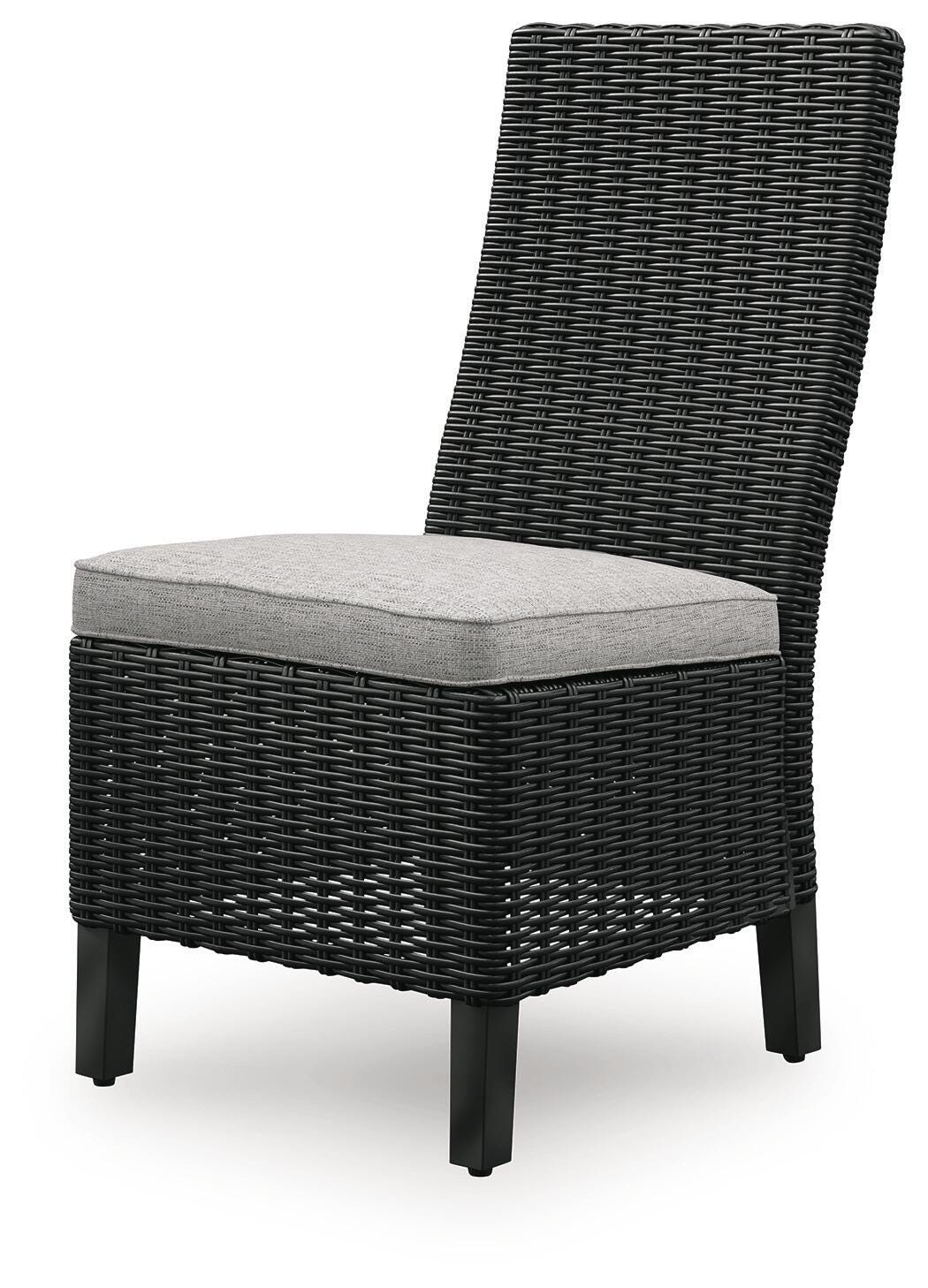 Beachcroft Outdoor Side Chair with Cushion (Set of 2) in Black/Light Gray, angle view