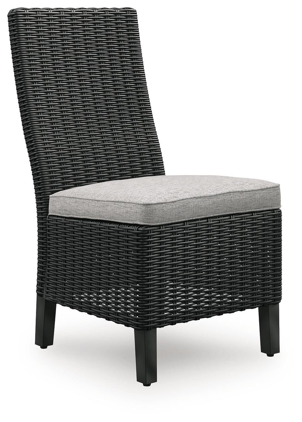 Beachcroft Outdoor Side Chair with Cushion (Set of 2) in Black/Light Gray, angle view
