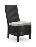 Beachcroft Outdoor Side Chair with Cushion (Set of 2) in Black/Light Gray, angle view