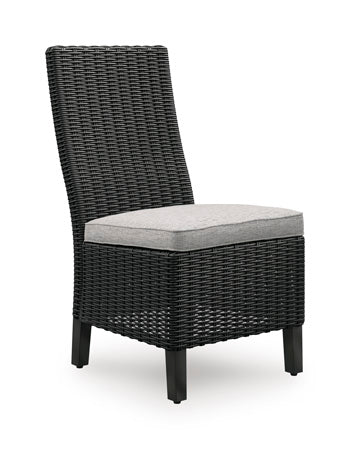 Beachcroft Outdoor Side Chair with Cushion (Set of 2) in Black/Light Gray, angle view