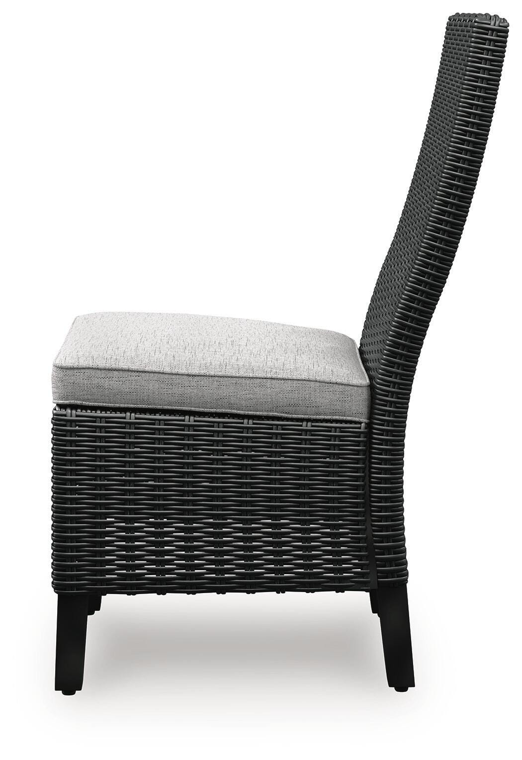 Beachcroft Outdoor Side Chair with Cushion (Set of 2) in Black/Light Gray, alternate side view