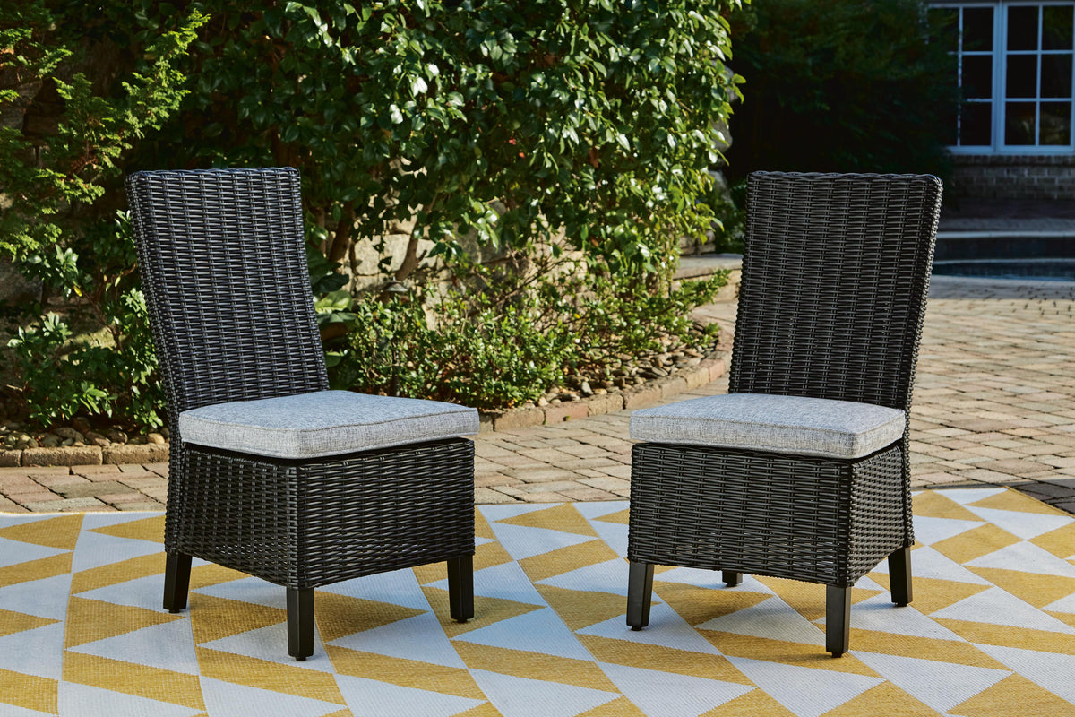 Beachcroft Outdoor Side Chair with Cushion (Set of 2) in Black/Light Gray, alternate view 3