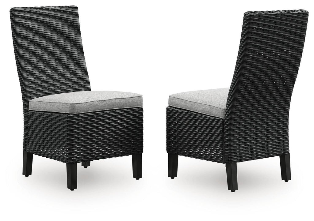Beachcroft Outdoor Side Chair with Cushion (Set of 2) in Black/Light Gray, angle view