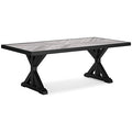 Beachcroft Outdoor Dining Table in Black/Light Gray, angle view