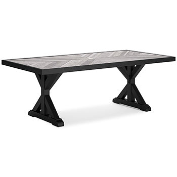 Beachcroft Outdoor Dining Table in Black/Light Gray, angle view
