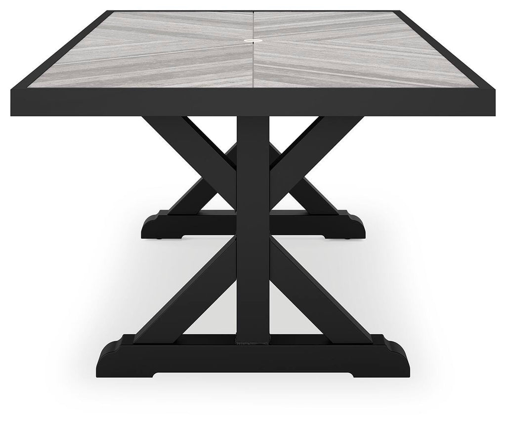 Beachcroft Outdoor Dining Table in Black/Light Gray, alternate side view