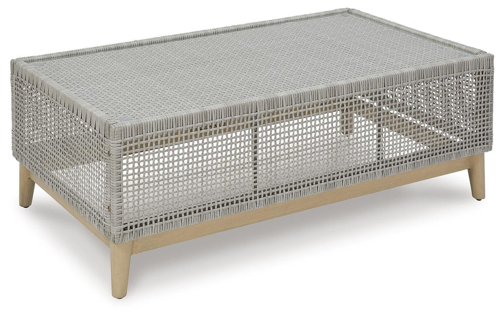 Seton Creek Outdoor Coffee Table in Gray, angle view