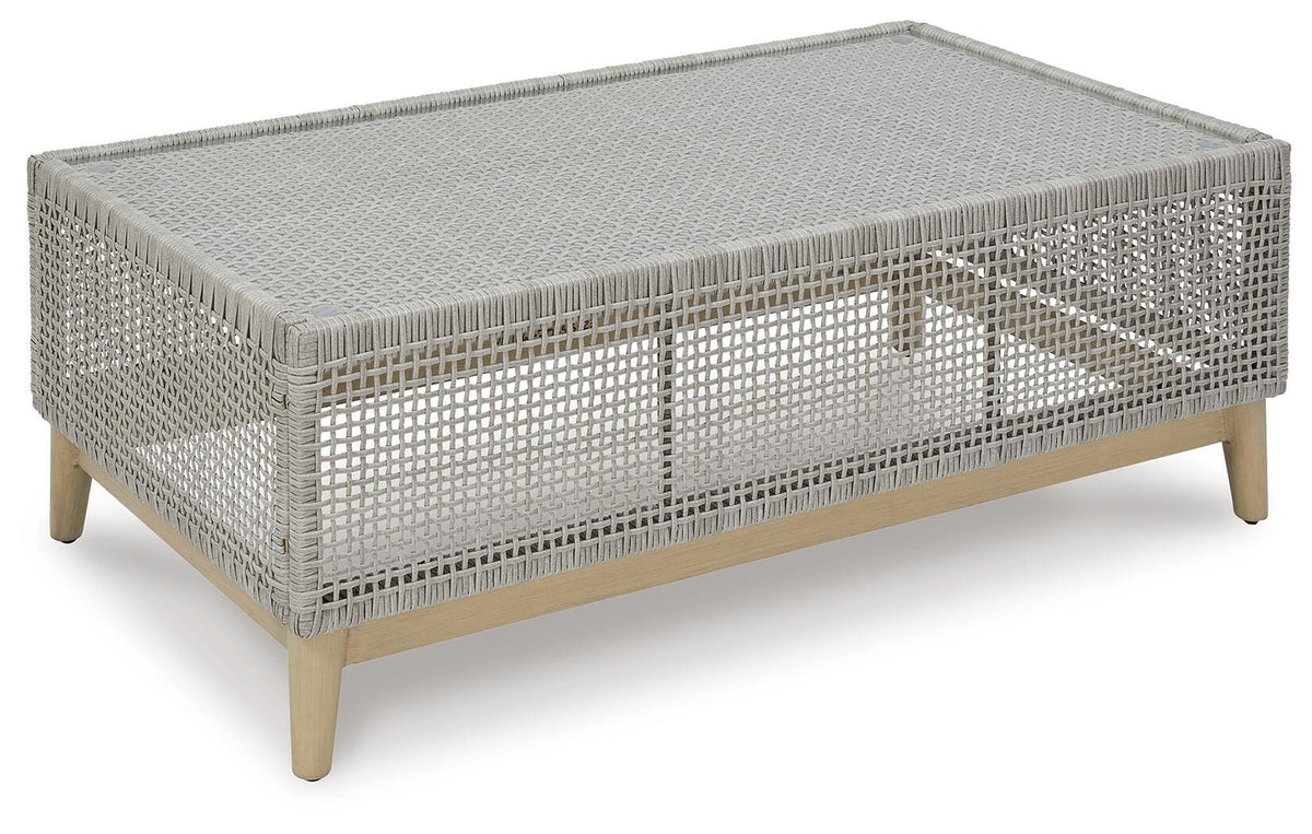 Seton Creek Outdoor Coffee Table in Gray, angle view
