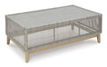 Seton Creek Outdoor Coffee Table in Gray, angle view