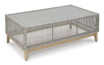 Seton Creek Outdoor Coffee Table in Gray, angle view
