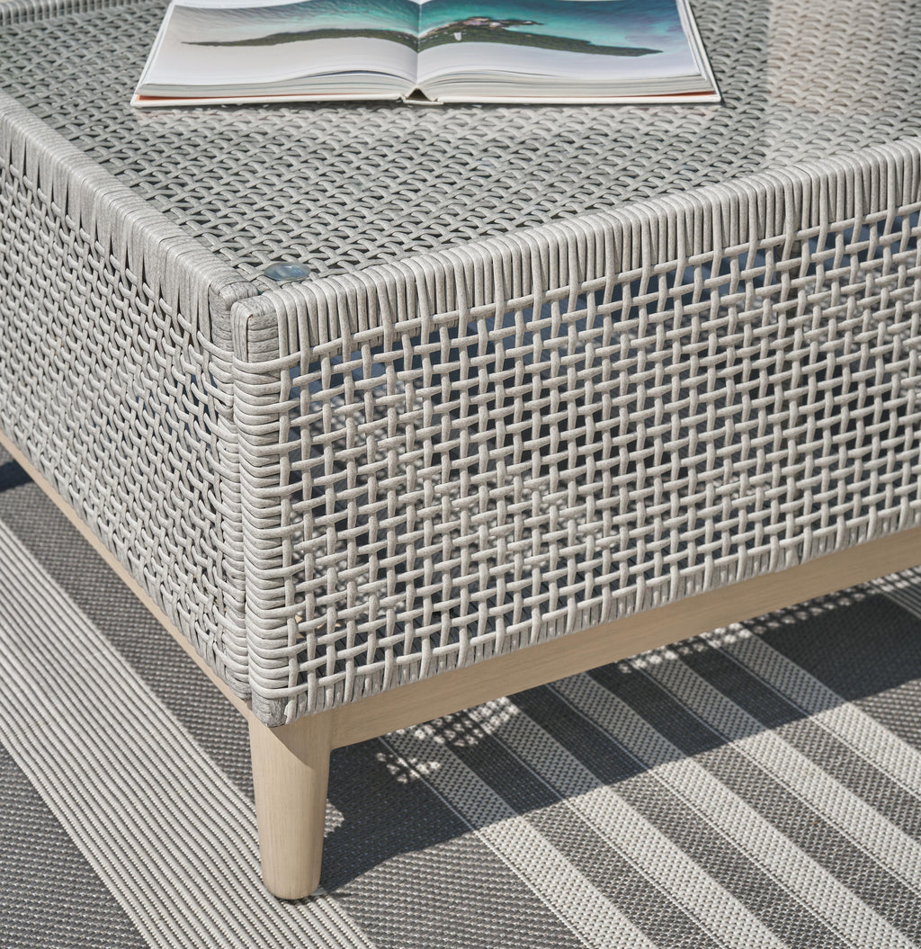 Seton Creek Outdoor Coffee Table in Gray, detail view