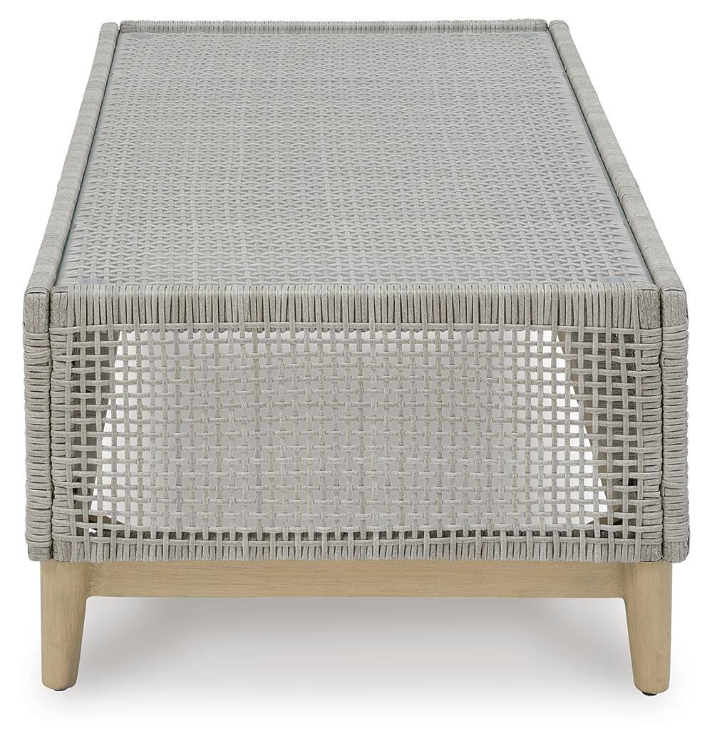 Seton Creek Outdoor Coffee Table in Gray, side view