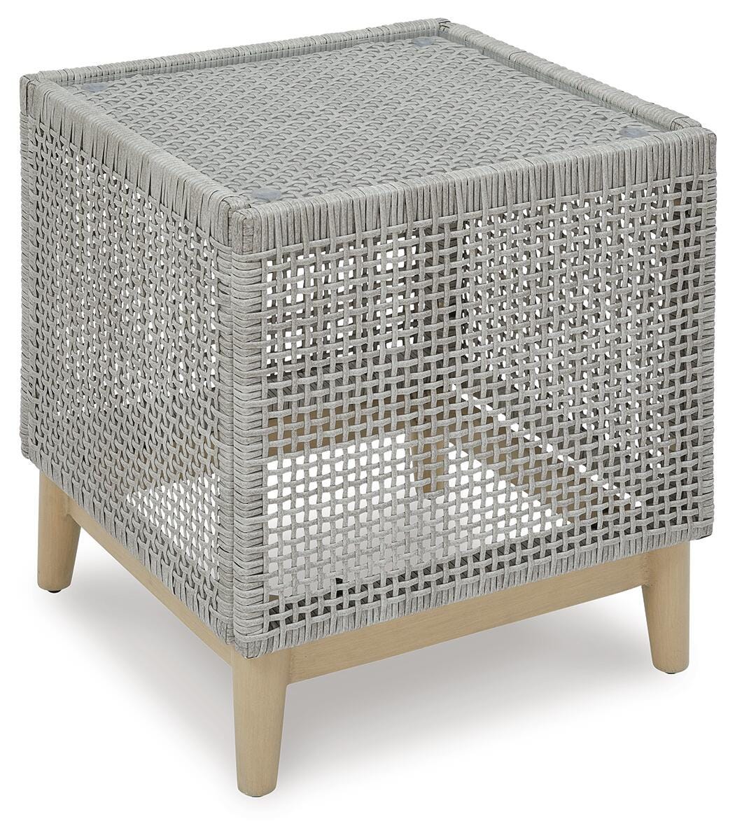 Seton Creek Outdoor End Table in Gray, angle view