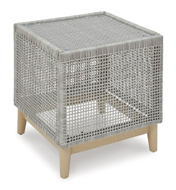 Seton Creek Outdoor End Table in Gray, angle view
