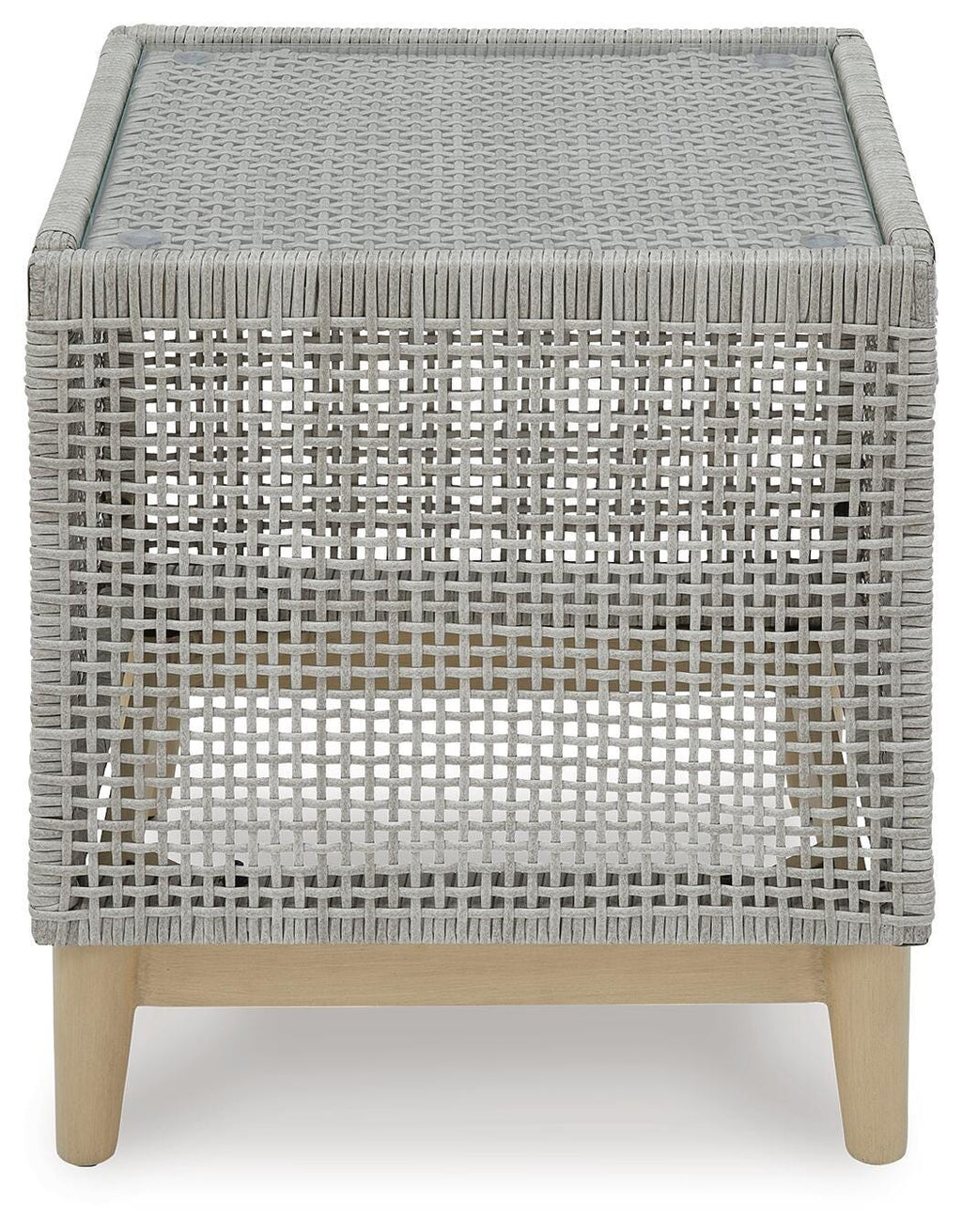 Seton Creek Outdoor End Table in Gray, front view
