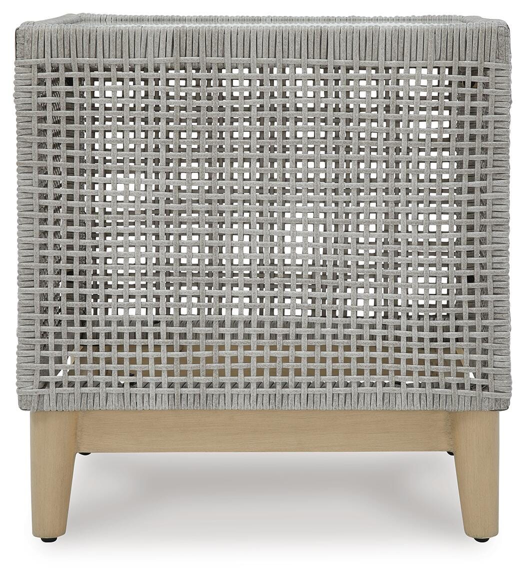 Seton Creek Outdoor End Table in Gray, side view