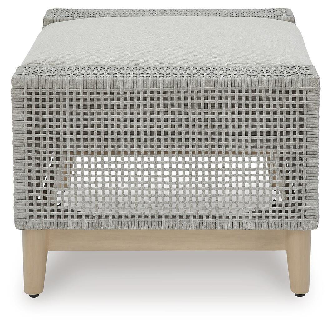 Seton Creek Outdoor Ottoman with Cushion in Gray, side view