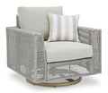Seton Creek Outdoor Swivel Lounge with Cushion in Gray, angle view