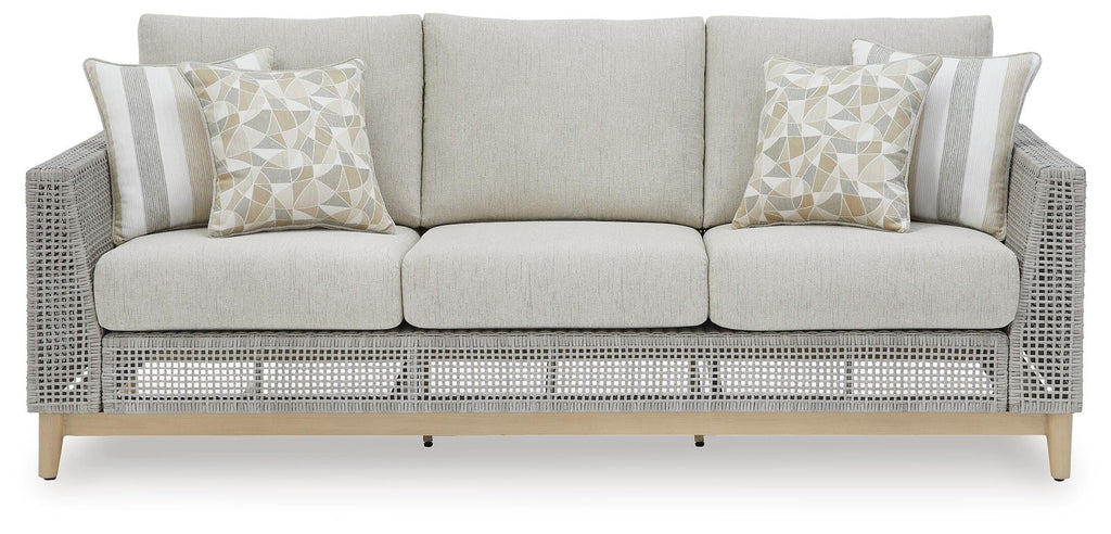 Seton Creek Outdoor Sofa with Cushion in Gray, front view