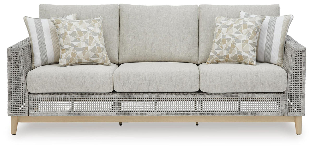 Seton Creek Outdoor Sofa with Cushion in Gray, front view