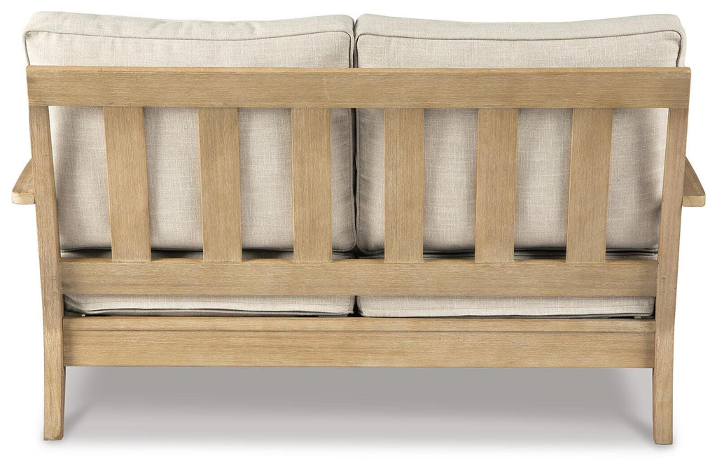 Clare View Loveseat with Cushion in Beige, back view