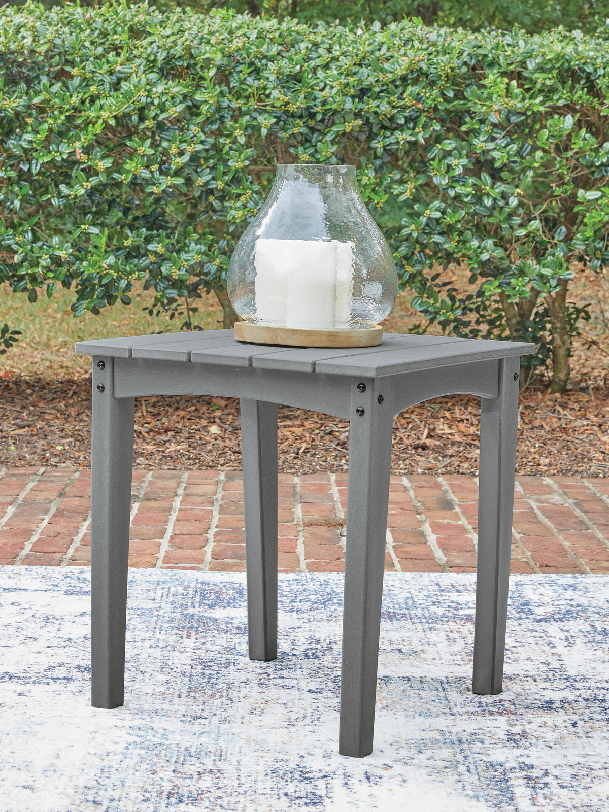 Cove Beach Outdoor End Table in Gray, lifestyle view