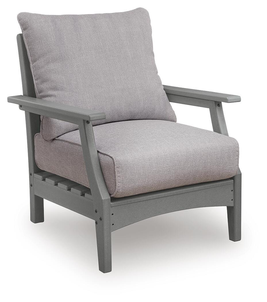 Cove Beach Outdoor Lounge Chair with Cushion in Gray, angle view