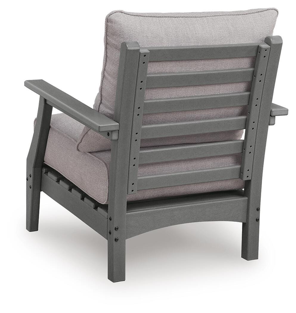 Cove Beach Outdoor Lounge Chair with Cushion in Gray, back view