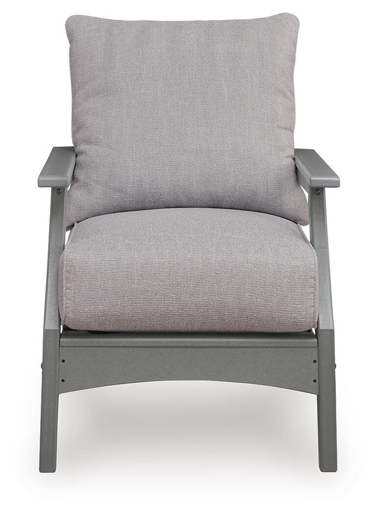 Cove Beach Outdoor Lounge Chair with Cushion in Gray, front view