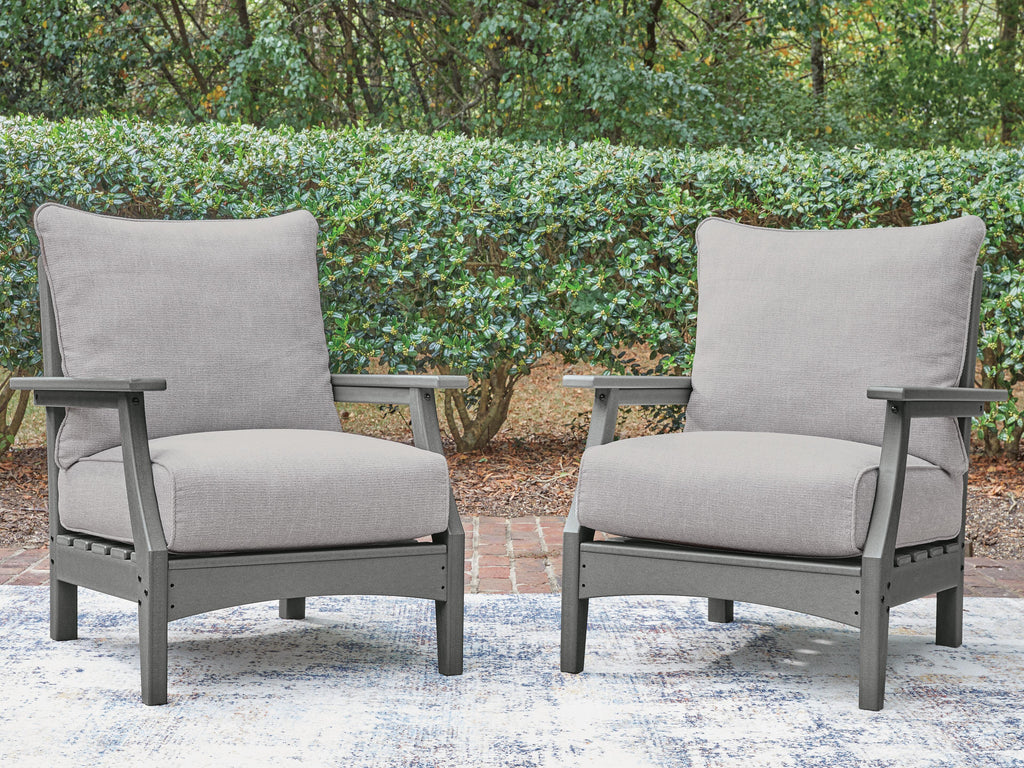 Cove Beach Outdoor Lounge Chair with Cushion in Gray, lifestyle view