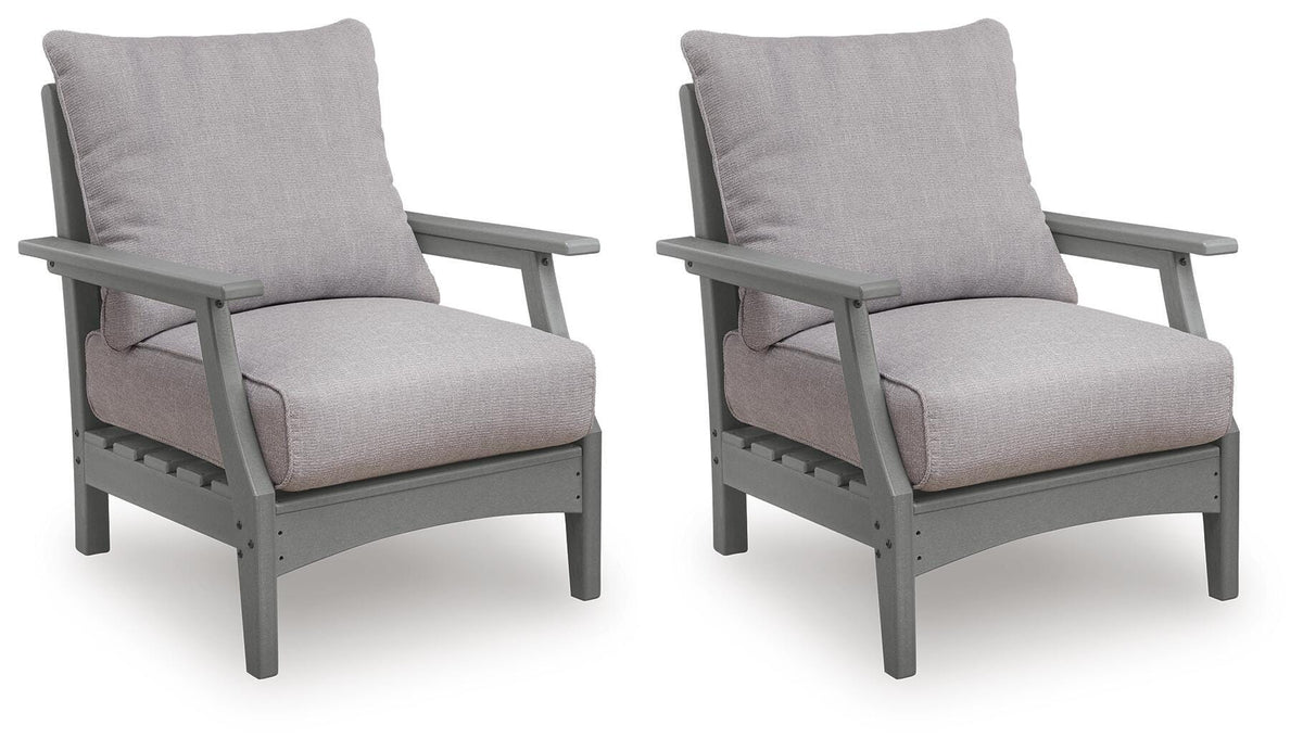 Cove Beach Outdoor Lounge Chair with Cushion in Gray, angle view